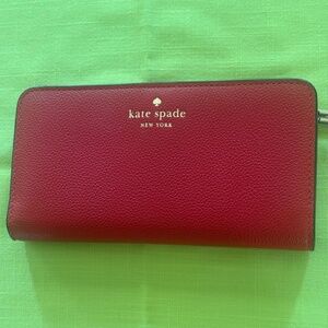 Kate Spade New York New with Tag Bailey Candied Cherry Pebbled Leather Wallet